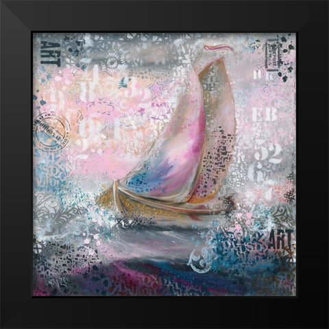 Sails in pink Black Modern Wood Framed Art Print by Mizo