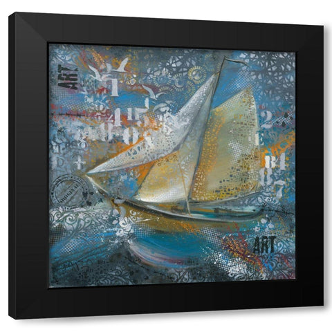 Sails in blue Black Modern Wood Framed Art Print by Mizo