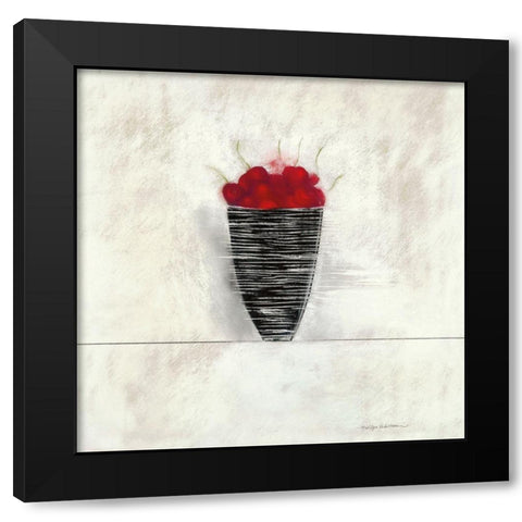 CHERRIES I Black Modern Wood Framed Art Print by Robertson, Marilyn