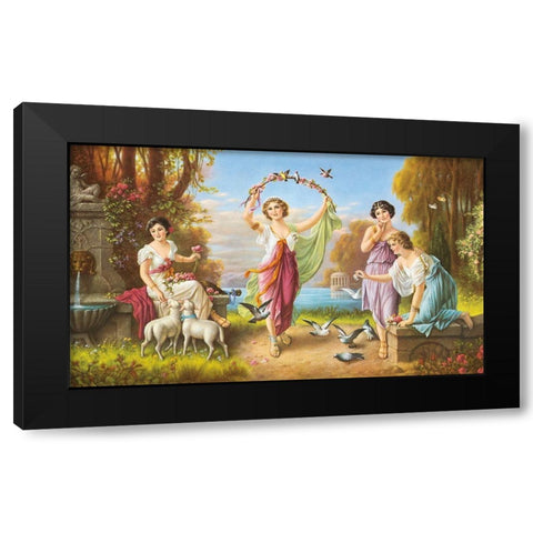 FRIENDS Black Modern Wood Framed Art Print by Zabateri