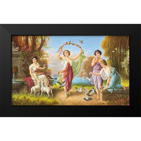 FRIENDS Black Modern Wood Framed Art Print by Zabateri