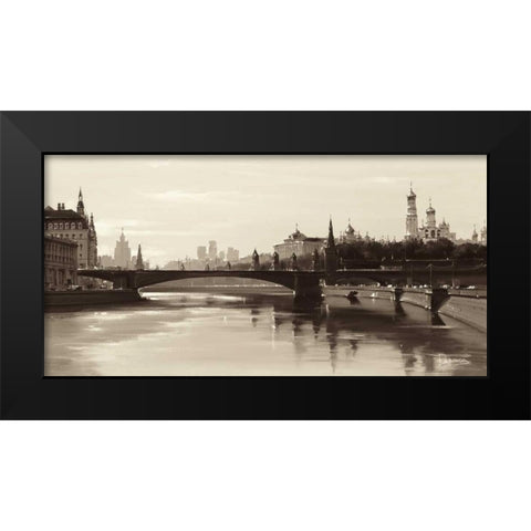 Bolshoy Moskworetsky Bridge Black Modern Wood Framed Art Print by Ryazanov