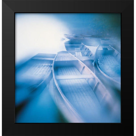 BLUE BOATS Black Modern Wood Framed Art Print by Weissing, Gerd