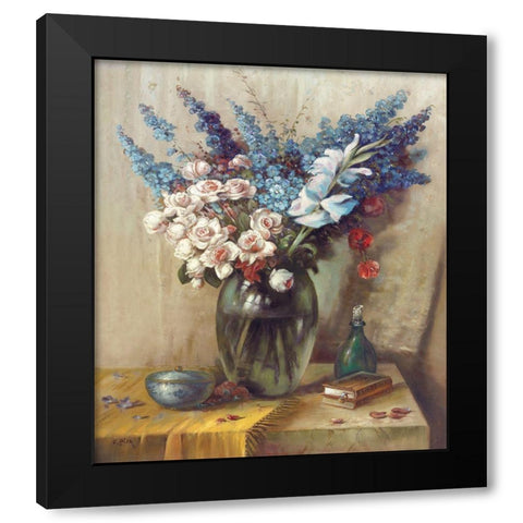 JULY BOUQUET Black Modern Wood Framed Art Print by Pila