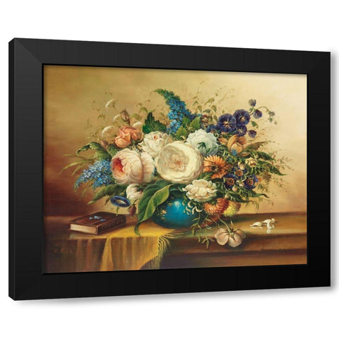 ANNIVERSARY BOUQUET Black Modern Wood Framed Art Print by Pila