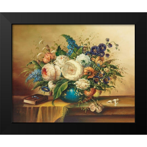 ANNIVERSARY BOUQUET Black Modern Wood Framed Art Print by Pila