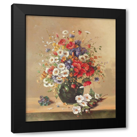 SEPTEMBER BOUQUET Black Modern Wood Framed Art Print by Pila
