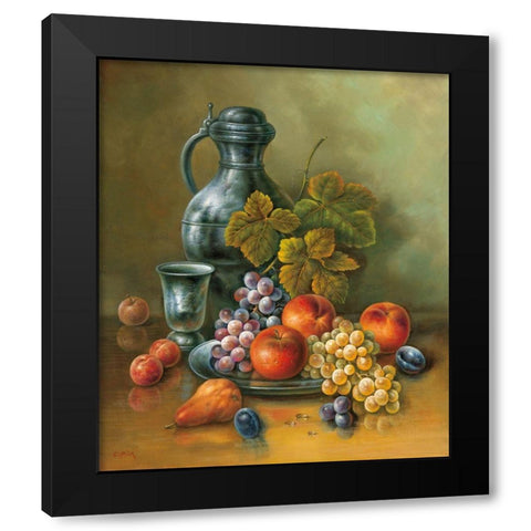 Still-Life WITH PLUMS Black Modern Wood Framed Art Print by Pila