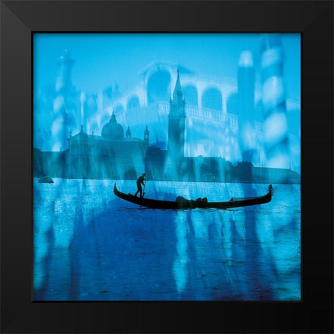 BLUE VENICE Black Modern Wood Framed Art Print by Weissing, Gerd