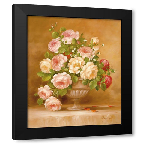 ROSES I Black Modern Wood Framed Art Print by Fasani