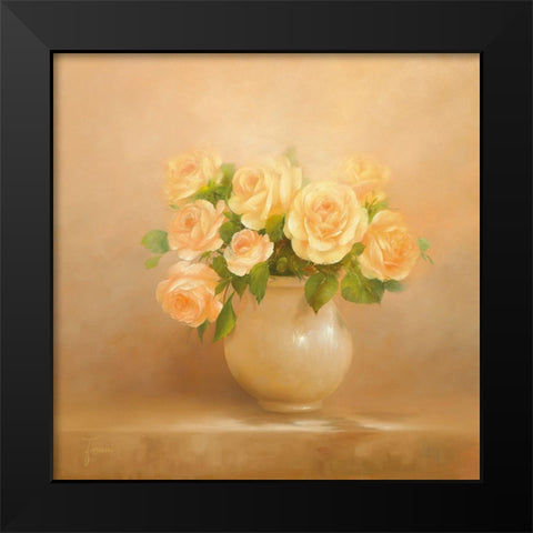 ROMANTIC ROSES I Black Modern Wood Framed Art Print by Fasani