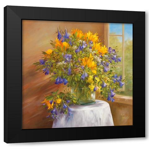 SUMMER BLOOM Black Modern Wood Framed Art Print by Fasani