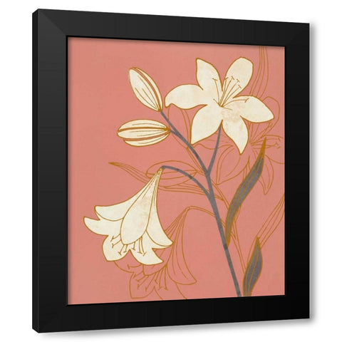 Terra Cotta Lillies II Black Modern Wood Framed Art Print by Design Show