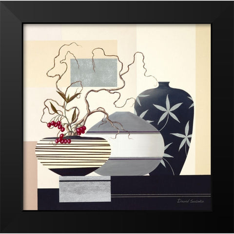 Twigs and Berries I Black Modern Wood Framed Art Print by Sedalia, David