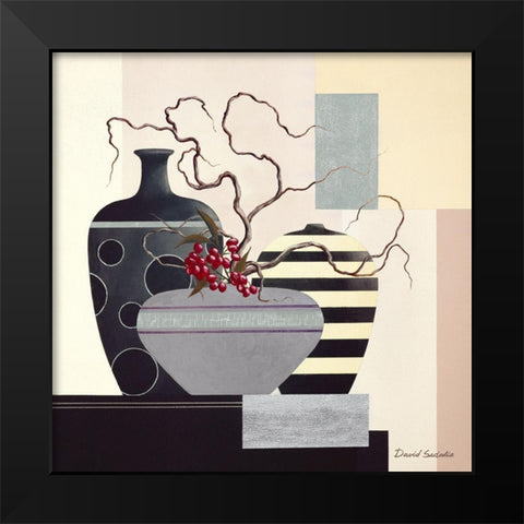 Twigs and Berries II Black Modern Wood Framed Art Print by Sedalia, David