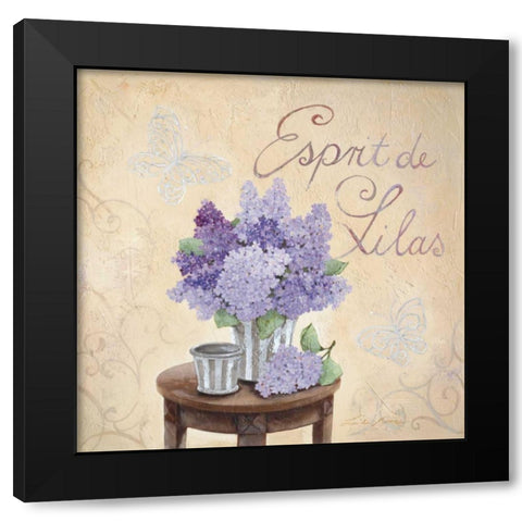 Esprit De Lilas Black Modern Wood Framed Art Print with Double Matting by Moore, Linda