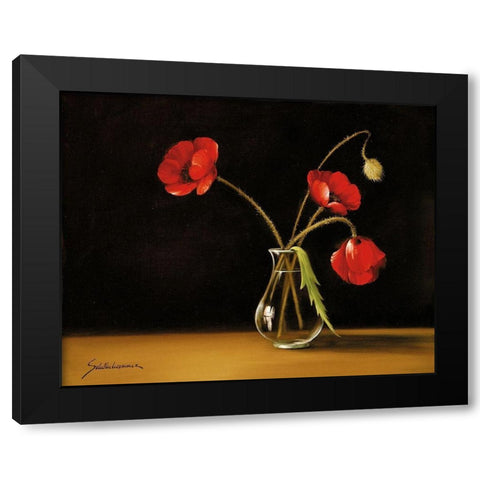 CONTRAST II Black Modern Wood Framed Art Print with Double Matting by Schoelnhammer, Heinz