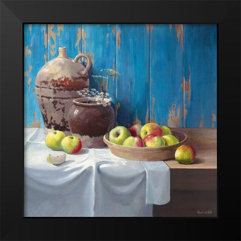AGED POTS WITH APPLES Black Modern Wood Framed Art Print by v.d. Valk, Karin