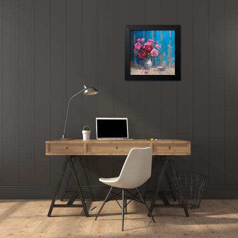 AGED WOOD AND ROSES Black Modern Wood Framed Art Print by v.d. Valk, Karin