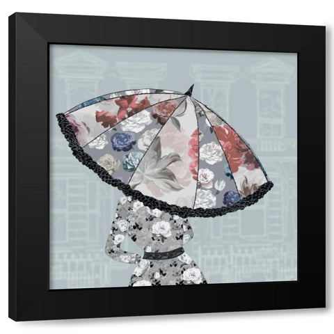 Umbrella II Black Modern Wood Framed Art Print by Scaffardi, Sally