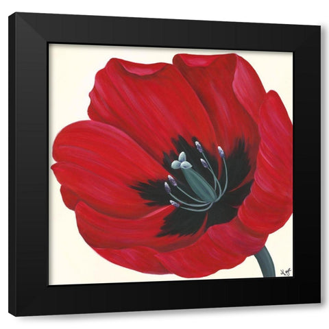 CRIMSON PASSION I Black Modern Wood Framed Art Print with Double Matting by Lake, Kaye