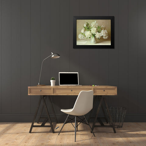 WHITE PEONIES Black Modern Wood Framed Art Print by Buzin, Igor