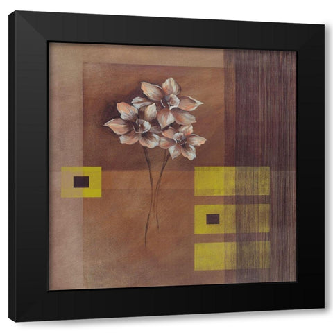 Elegant Flowers II Black Modern Wood Framed Art Print by Verbeek-Van Den Broek