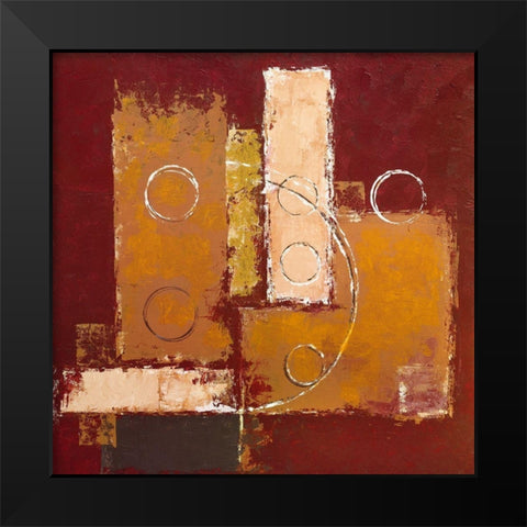 Circles on red-brown I Black Modern Wood Framed Art Print by Sedalia, David