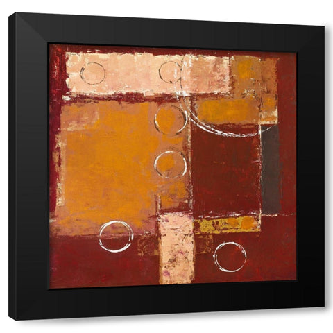 Circles on red-brown II Black Modern Wood Framed Art Print with Double Matting by Sedalia, David