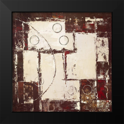 Circles on brown-beige I Black Modern Wood Framed Art Print by Sedalia, David