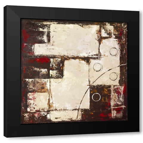 Circles on brown-beige II Black Modern Wood Framed Art Print with Double Matting by Sedalia, David