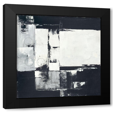 Circles on Black-White I Black Modern Wood Framed Art Print by Sedalia, David