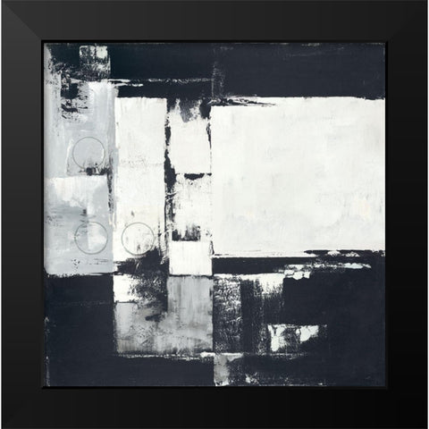 Circles on Black-White I Black Modern Wood Framed Art Print by Sedalia, David