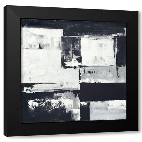 Circles on Black-White II Black Modern Wood Framed Art Print by Sedalia, David