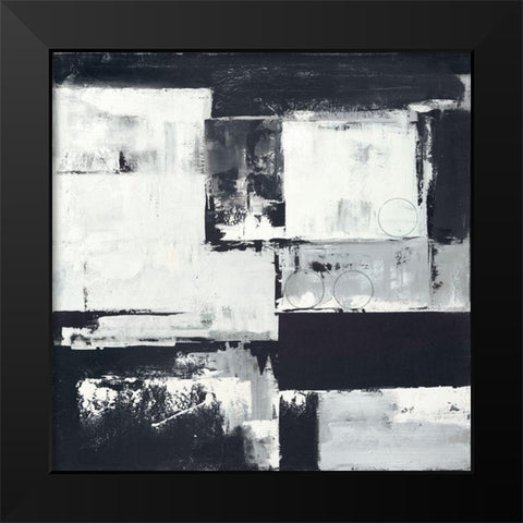 Circles on Black-White II Black Modern Wood Framed Art Print by Sedalia, David