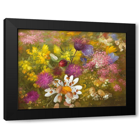 POTPOURRI OF FLOWERS II Black Modern Wood Framed Art Print with Double Matting by Fasani