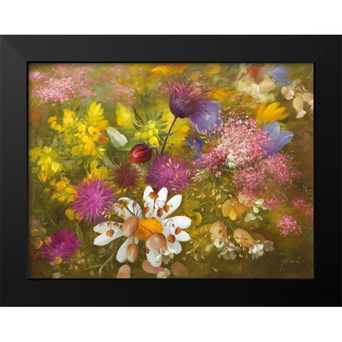 POTPOURRI OF FLOWERS II Black Modern Wood Framed Art Print by Fasani