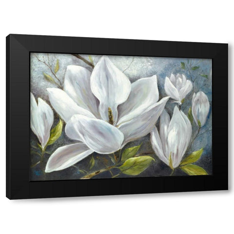 Tender Magnolias II Black Modern Wood Framed Art Print with Double Matting by Field, Anna