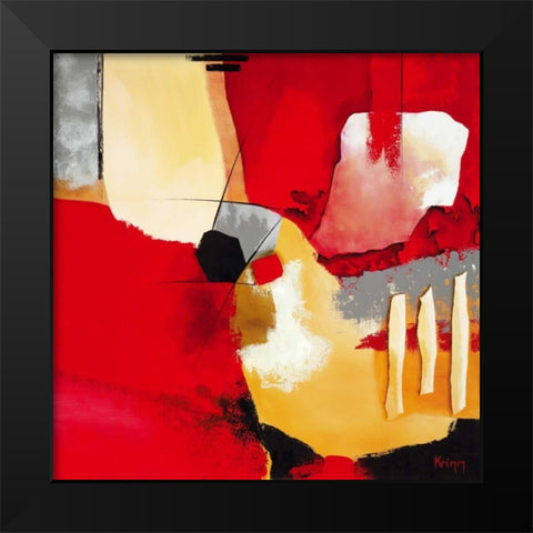 Red Composition I Black Modern Wood Framed Art Print by Krimm