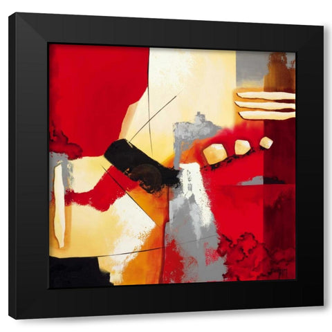 Red Composition II Black Modern Wood Framed Art Print with Double Matting by Krimm
