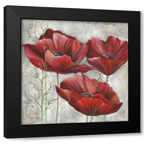 THREE POPPIES I Black Modern Wood Framed Art Print with Double Matting by Withaar, Rian