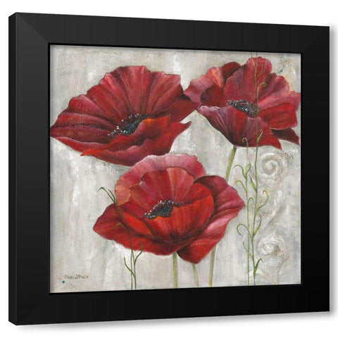 THREE POPPIES II Black Modern Wood Framed Art Print with Double Matting by Withaar, Rian