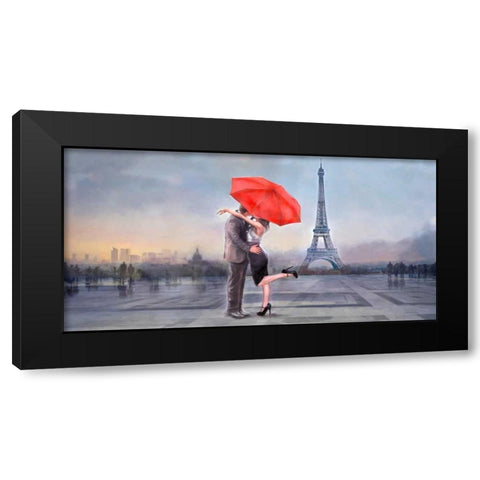 Paris Love Black Modern Wood Framed Art Print with Double Matting by Tarin, Michael