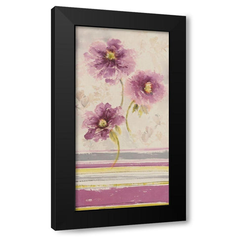 Floral WITH STRIPES II Black Modern Wood Framed Art Print with Double Matting by Disegni