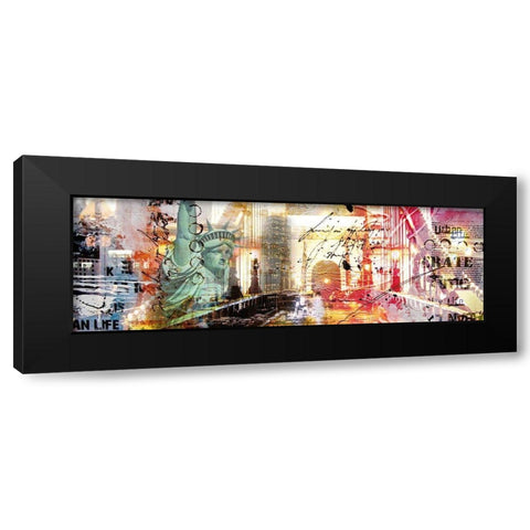 NEW YORK COLLAGE Black Modern Wood Framed Art Print with Double Matting by Pax