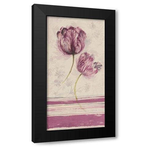 Floral WITH STRIPES III Black Modern Wood Framed Art Print with Double Matting by Disegni