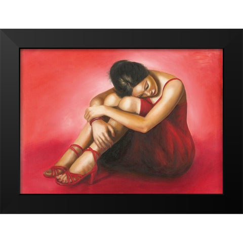 LA DONNA ROSSA Black Modern Wood Framed Art Print by Sgarbossa+May