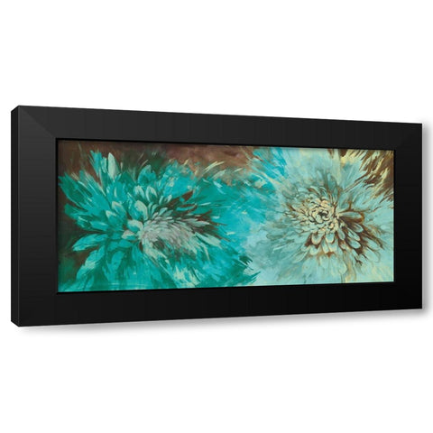 TURQUOISE BLOOM Black Modern Wood Framed Art Print with Double Matting by Ganz, Michael