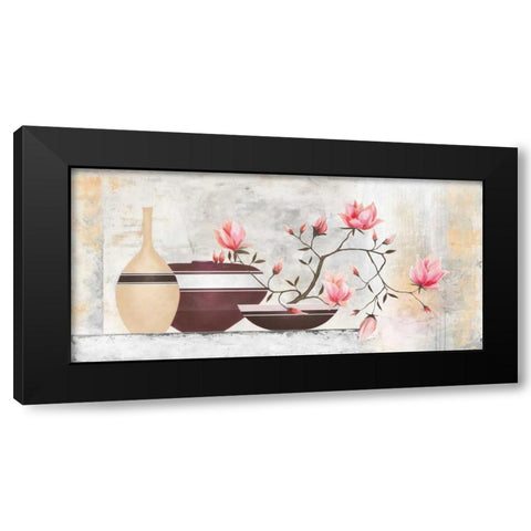 Pink Magnolias I Black Modern Wood Framed Art Print by Sedalia, David