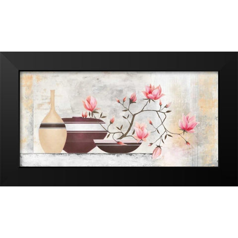 Pink Magnolias I Black Modern Wood Framed Art Print by Sedalia, David